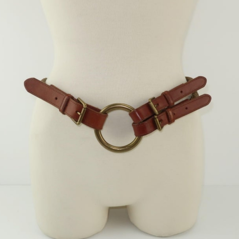 Ralph Lauren Leather and Rope Tri Buckle Belt Size M